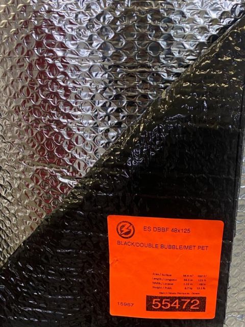 Roll of ES® RFID Reflective Black Double Bubble with black on one side and reflective silver on the other