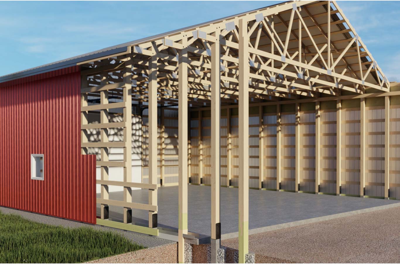 Roll of ES® Agro-Foil Solid RFID Radiant Barrier or ES® Agro-Foil Perforated RFID Radiant Barrier– effective solutions for post frame structures and building. Agro-Foil Solid RFID Radiant Barrier provides radiant and vapor barrier benefits. Agro-Foil Perforated RFID Radiant Barrier provides a breathable radiant barrier.