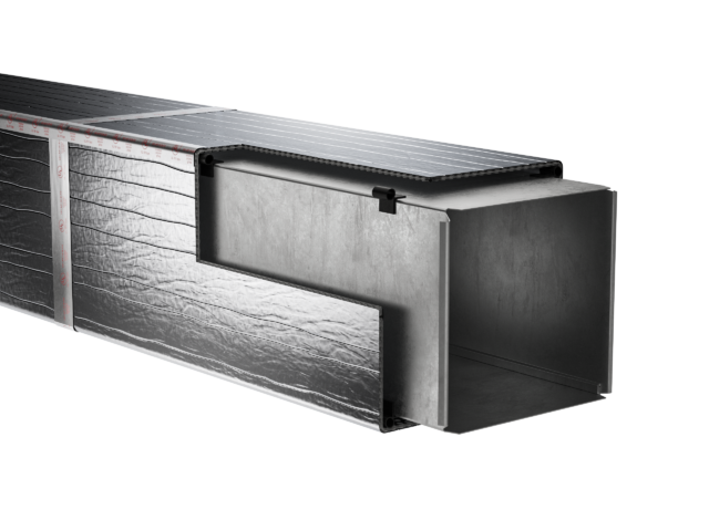 Metal duct wrapped with ES Reflective Foam insulation for thermal efficiency