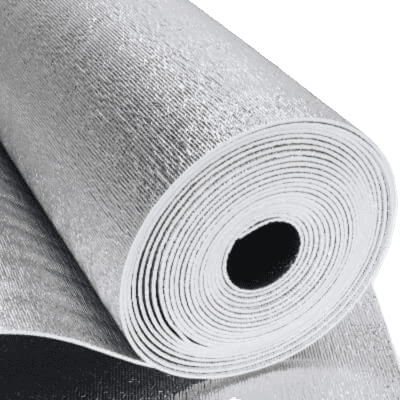 Reflective foam insulation installed beneath a concrete slab to reduce heat loss into the ground