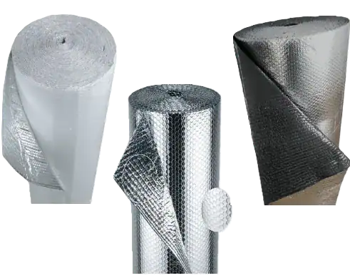 Energy Shield reflective bubble foil, reflective bubble white, and reflective bubble black insulation rolls for metal buildings and pole barns.
