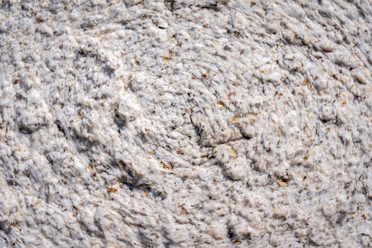 Blown-in cellulose insulation covering an attic floor between wooden joists.
