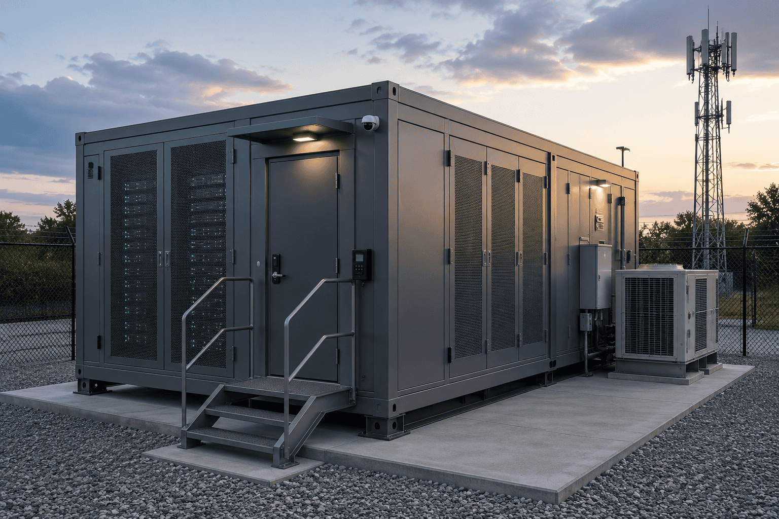 Compact modular edge data center with cooling and telecommunications infrastructure